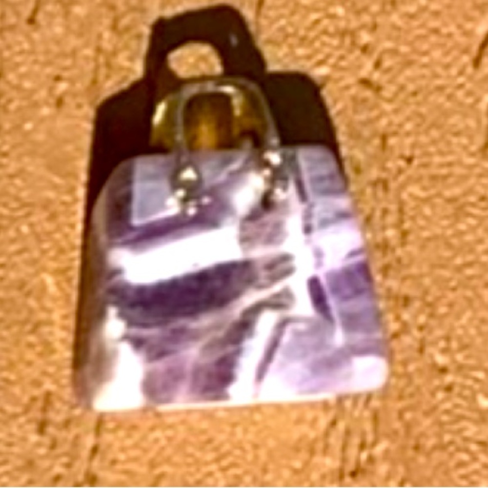🆕DREAM AMETHYST GENUINE NATURAL STONE QUARTZ CARVED PURSE BAG TOTE CHARM #2